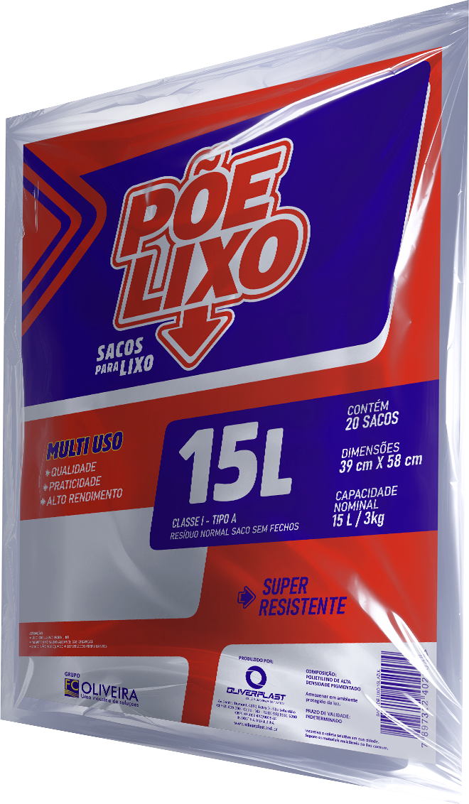 Saco de Lixo 15L (100 Unidades)