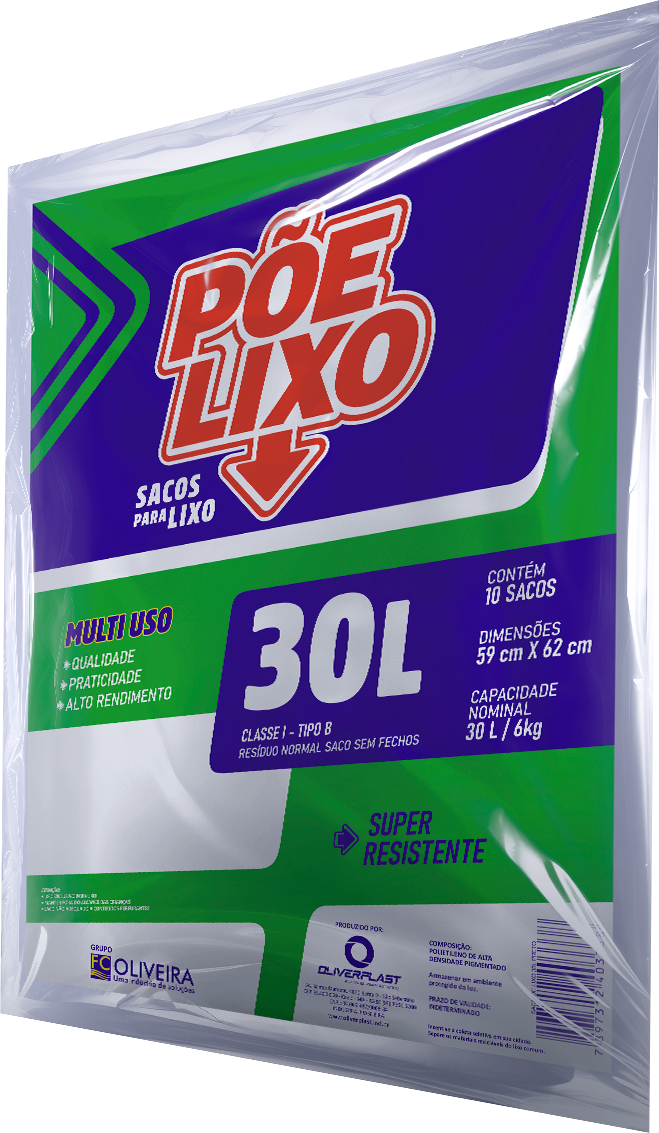Saco de Lixo 30L (100 Unidades)
