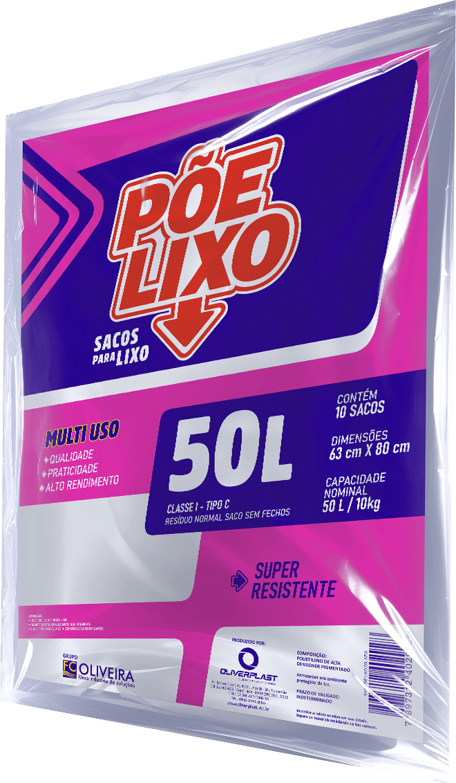 Saco de Lixo 50L (100 Unidades)