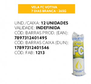 Vela FC Votiva 7 Dias Branca